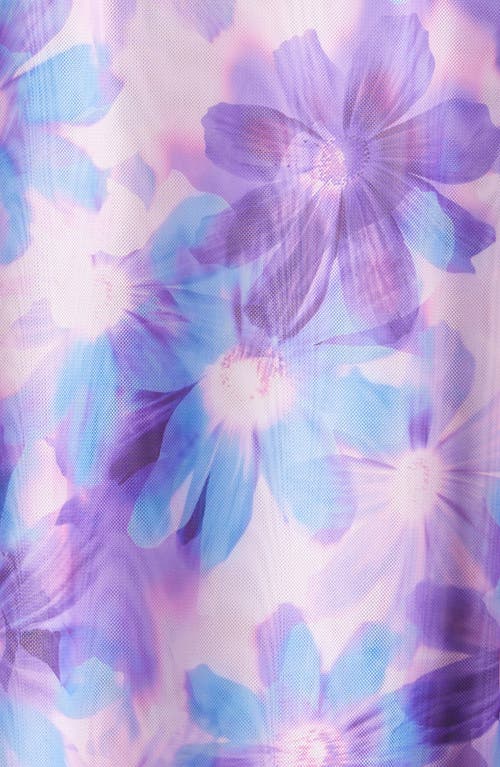 Zella Girl Kids' Print Mesh Cover-up Tank Dress In Pink Lavender Digital Daisies