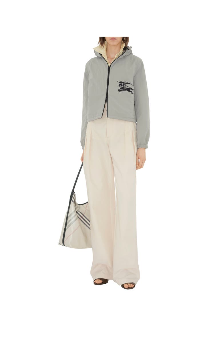 Cropped Reversible Check Hooded Jacket