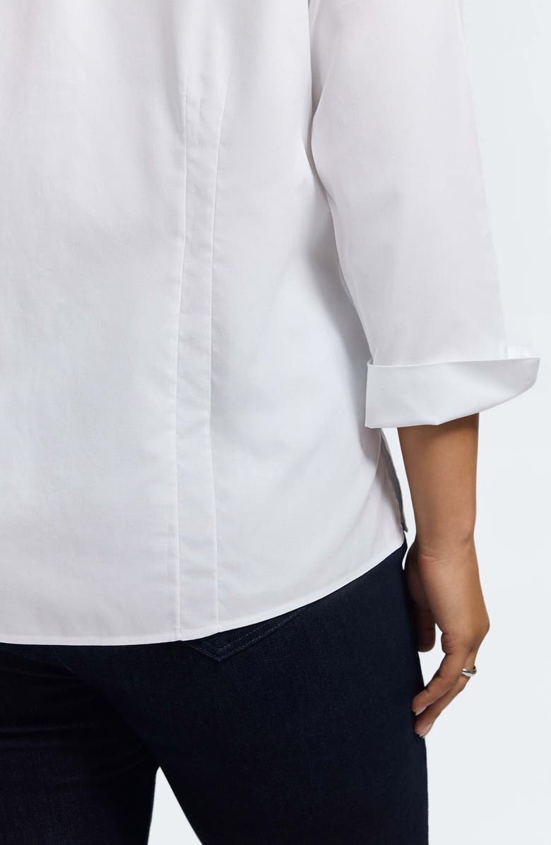 Foxcroft 'Taylor' Three-Quarter Sleeve Non-Iron Cotton Shirt, Alternate, color, White