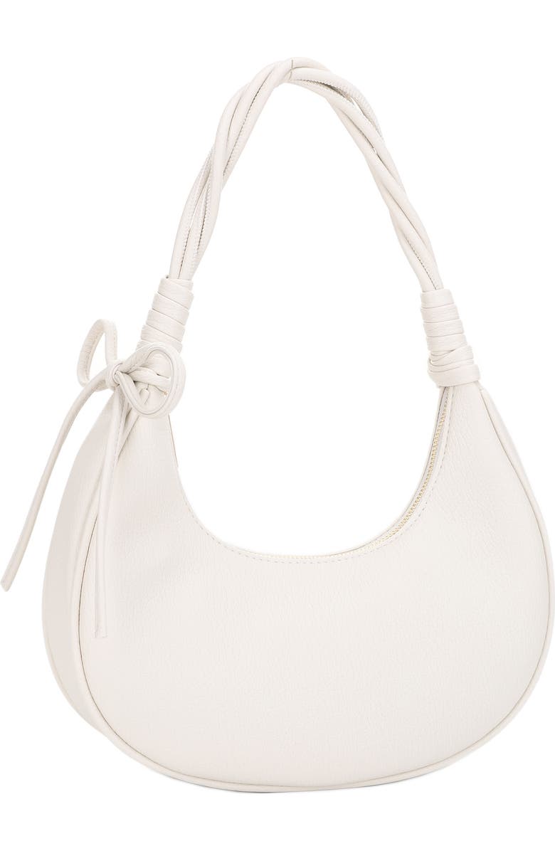 Mali + Lili Brianna Soft Bow Faux Leather Crescent Shoulder Bag, Alternate, color, Ivory