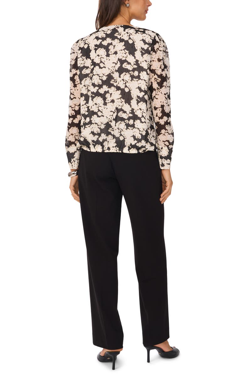 Vince Camuto Floral Print Top, Alternate, color, Rich Black