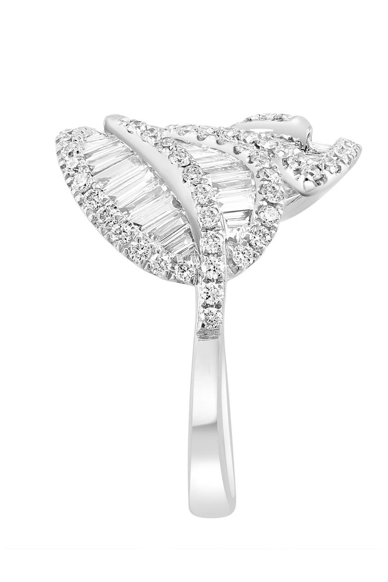 Crisscross Baguette Diamond Ring in White Gold, Alternate, color, Hematite and FW Blush Pearl