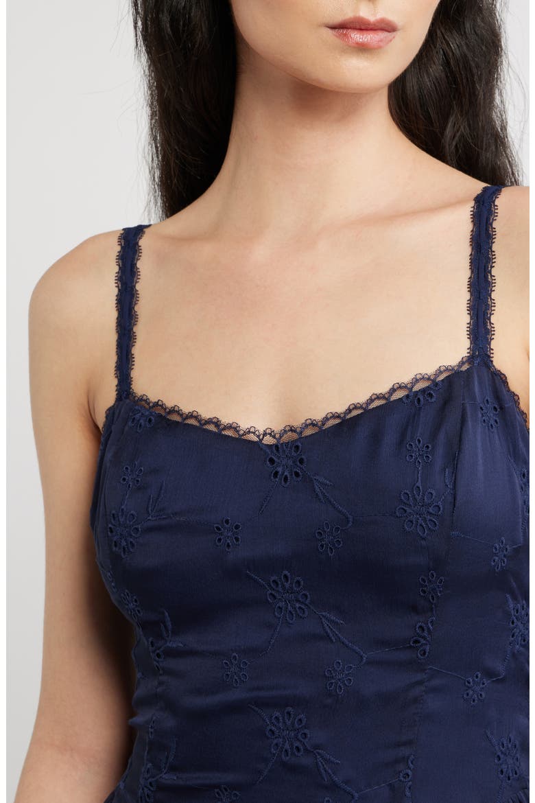 Eyelet Lace Fit & Flare Party Dress, Alternate, color, NAVY