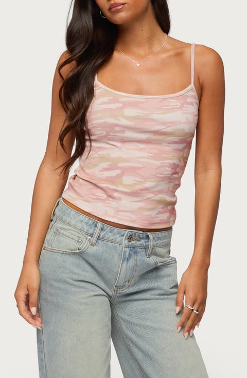Ciellah Camo Print Stretch Cotton Camisole