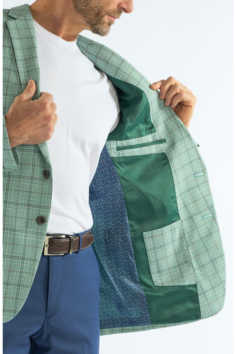Plaid Wool Blend Sport Coat, Alternate, color, TEAL