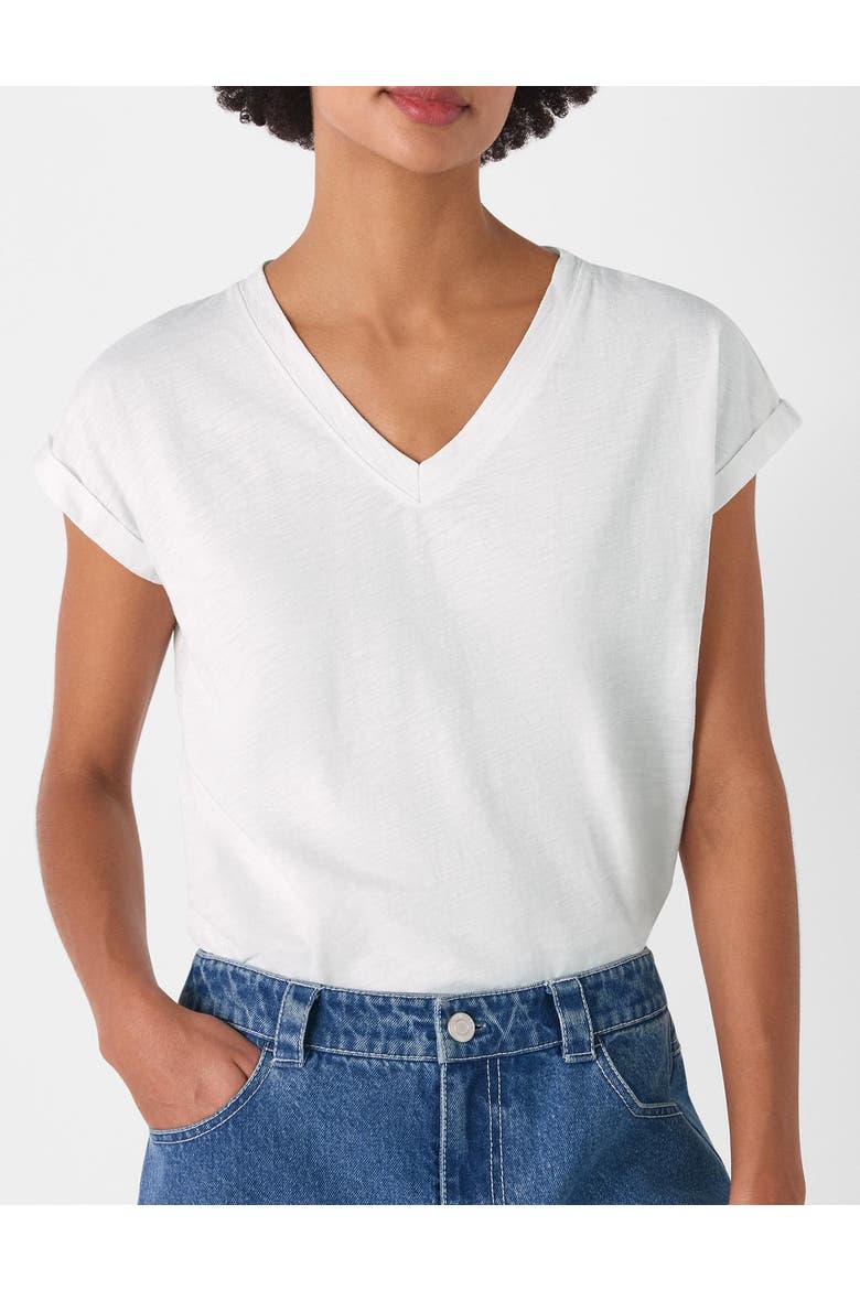 Willa V-Neck Cap Sleeve T-Shirt, Alternate, color, White