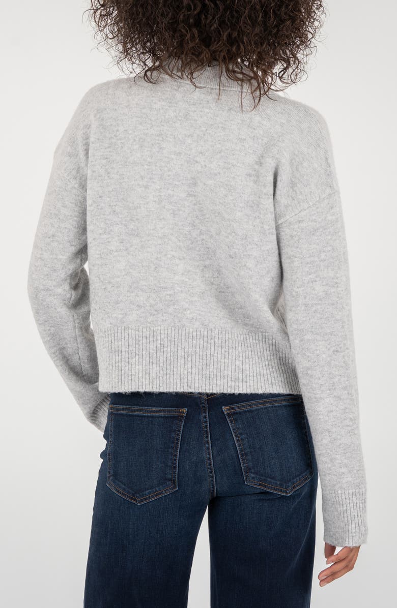 KUT from the Kloth Lilia Boxy Half Button Sweater, Alternate, color, Heather Grey