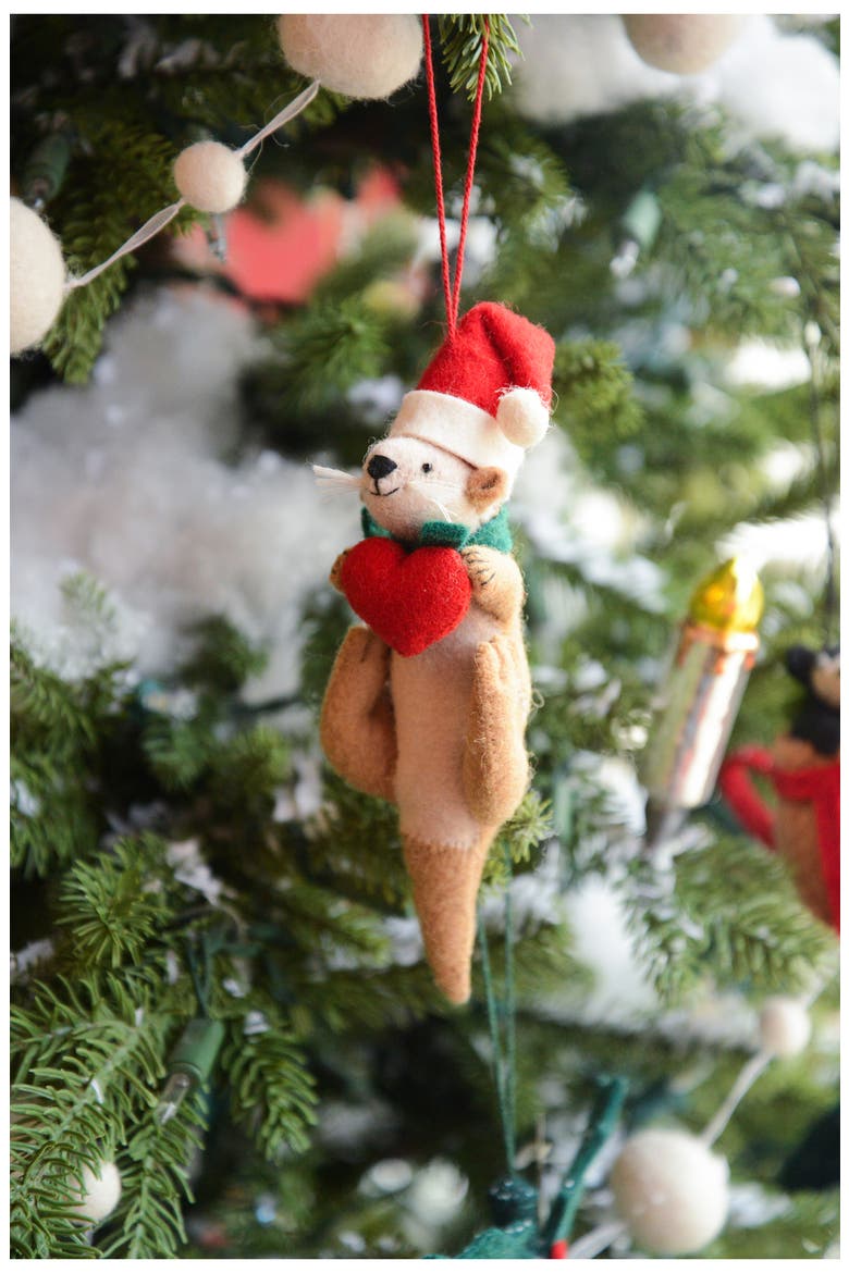 Santa Otter Love Christmas Ornament, Alternate, color, BROWN