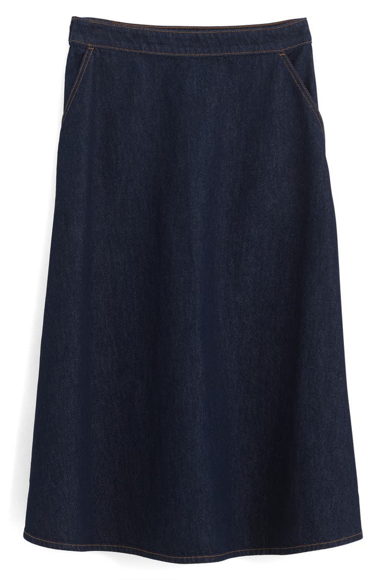 Organic Cotton Denim Midi Skirt, Alternate, color, RINSE WASH