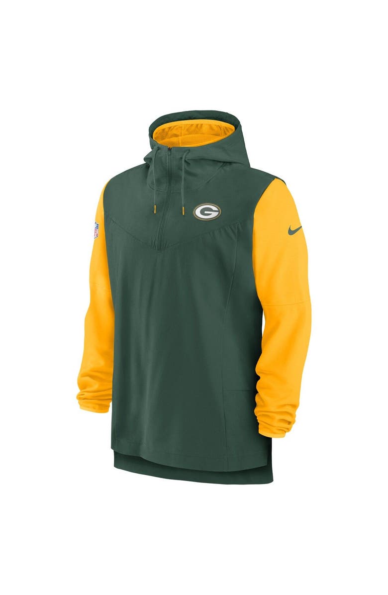 Nike Men's Nike Green/Gold Green Bay Packers Sideline Player Quarter-Zip Hoodie, Alternate, color, 