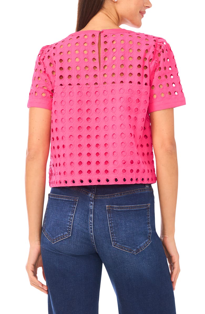 CeCe Circle Eyelet Cotton Top, Alternate, color, Pink Taffy