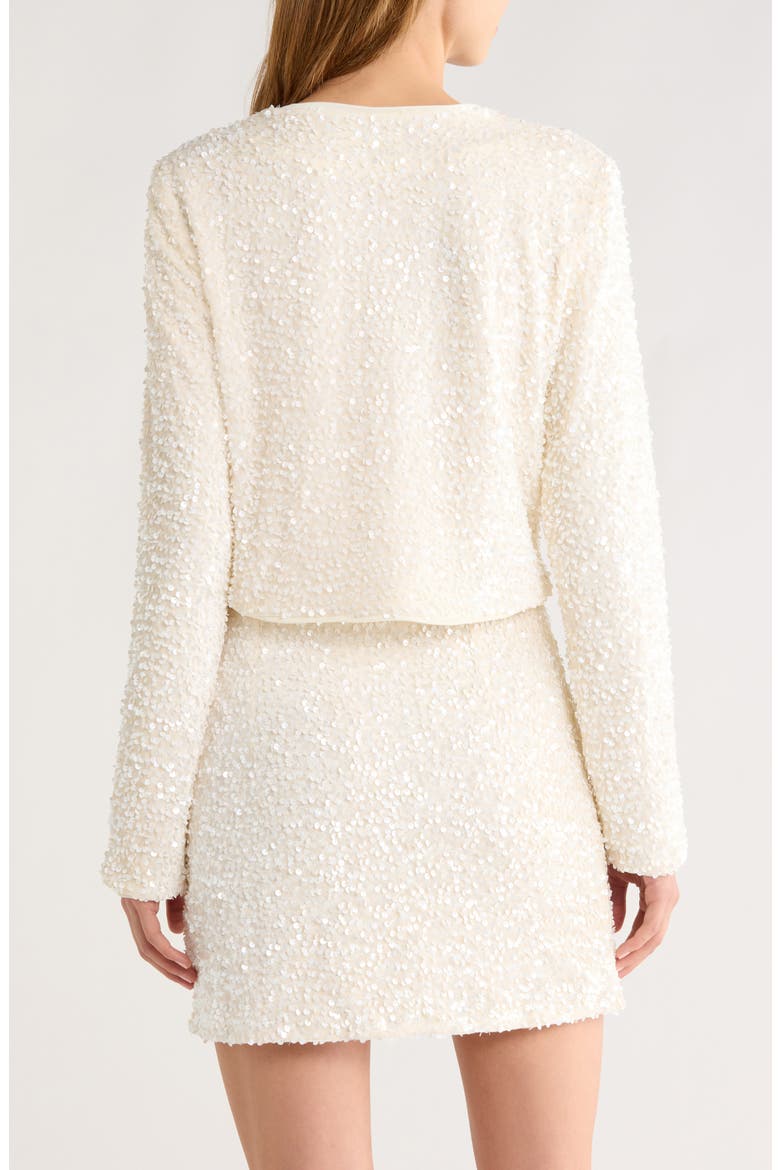 Sequin Velvet Bow Jacket, Alternate, color, CREAM BLACK