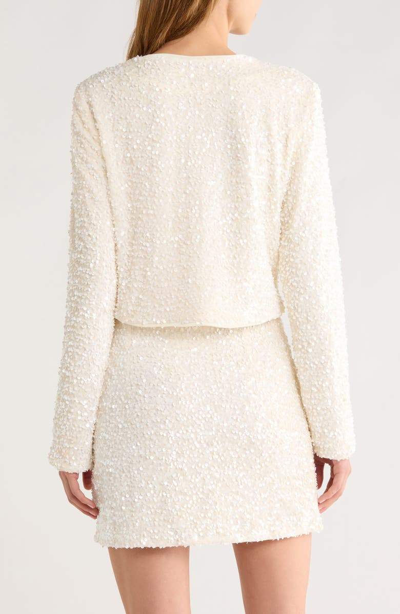 All in Favor Sequin Velvet Bow Jacket, Alternate, color, Cream Black