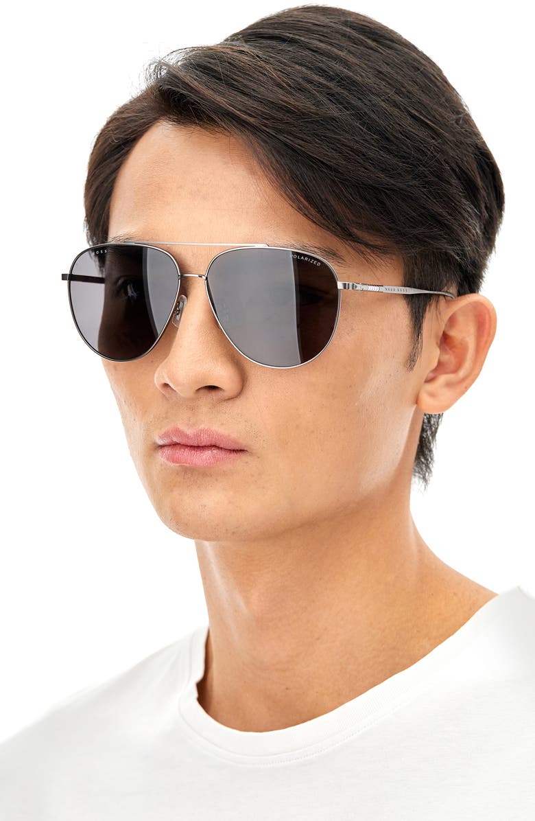 BOSS 63mm Polarized Aviator Sunglasses, Alternate, color, 