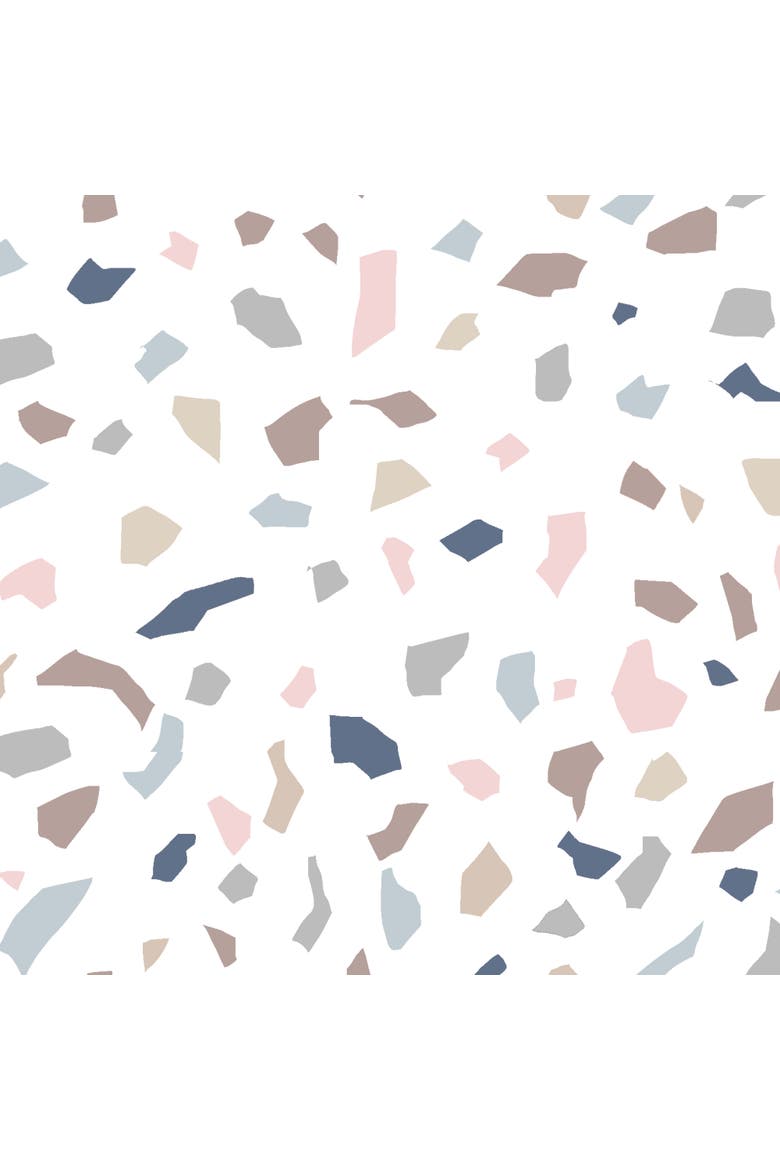 Signature Terrazzo Abstract Organic Cotton Fitted Crib Sheet, Alternate, color, White
