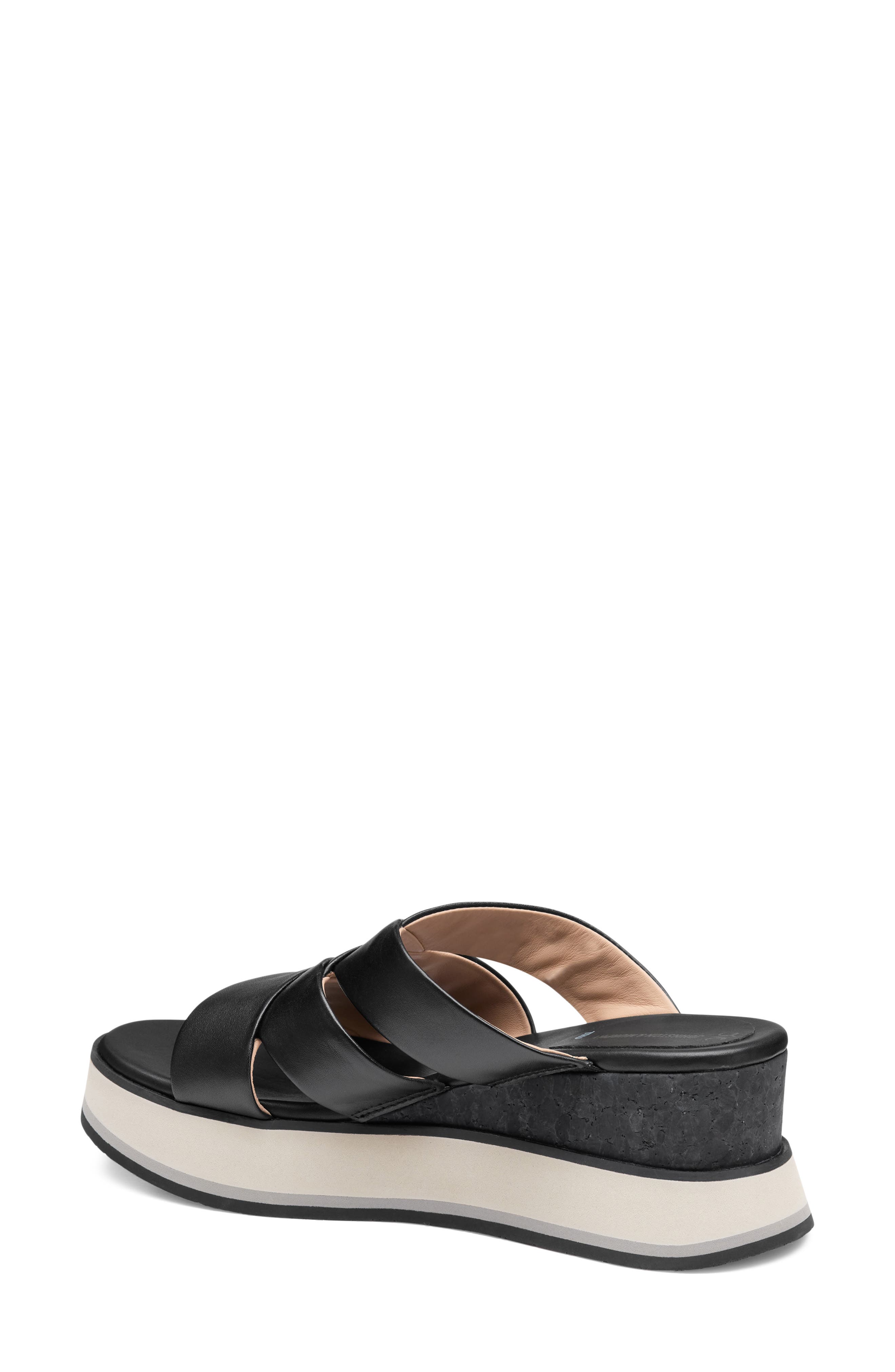 Johnston & Murphy Colleen Platform Wedge Slide Sandal, Alternate, color, Black Nappa Leather
