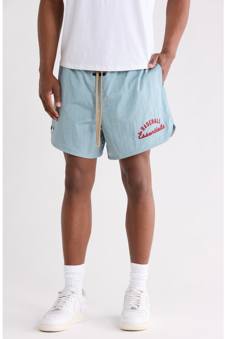 MLB Nylon Gym Shorts, Main, color, STONE BLUE