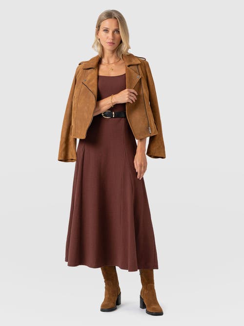 Saint + Sofia Akia Short Sleeve Dress In Brown