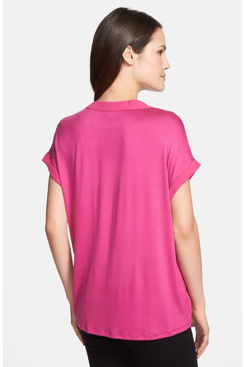 Split Neck Blouse, Alternate, color, PINK FUCHSIA