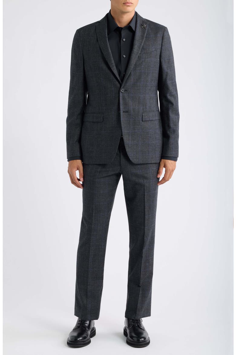 Varick Glen Plaid Two-Button Suit, Main, color, BLACK GREY