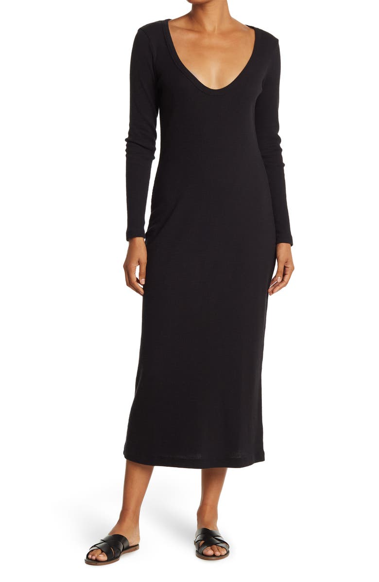 James Perse V-Neck Thermal Knit Dress, Main, color, 