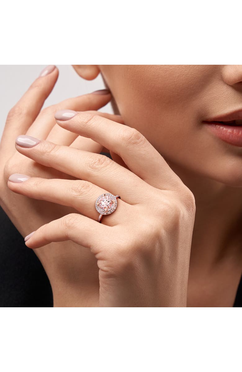 Julianna B. Morganite & Diamond Double Halo Ring 10k, Alternate, color, Morganite