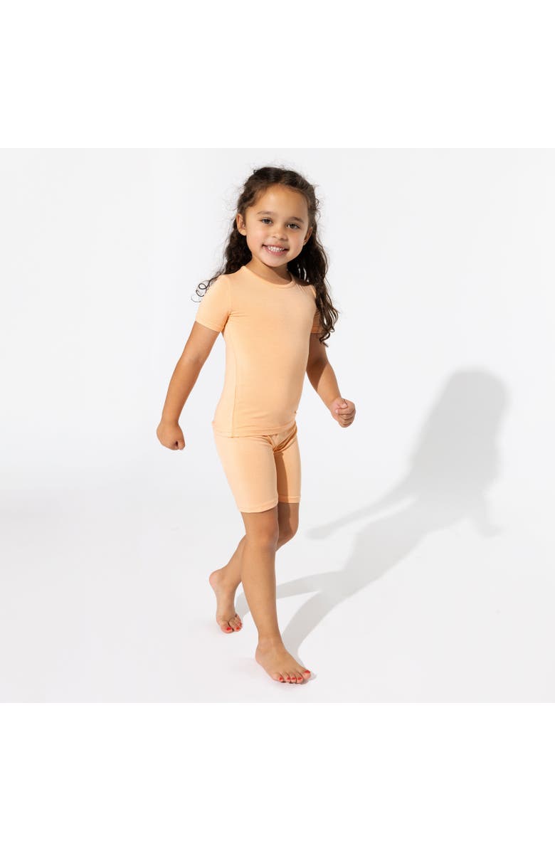 Bellabu Bear Peach Fuzz Kids 2-Piece Short Sleeve & Shorts Pajama Set, Alternate, color, 