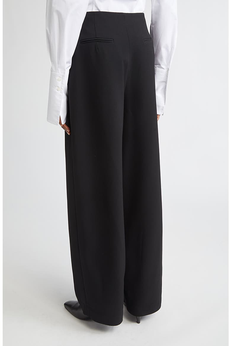 Cooper Pleated Finesse Crepe Barrel Leg Pants, Alternate, color, BLACK