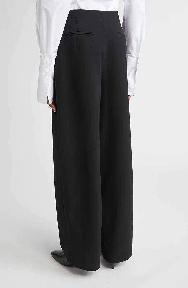 Lafayette 148 New York Cooper Pleated Finesse Crepe Barrel Leg Pants, Alternate, color, Black