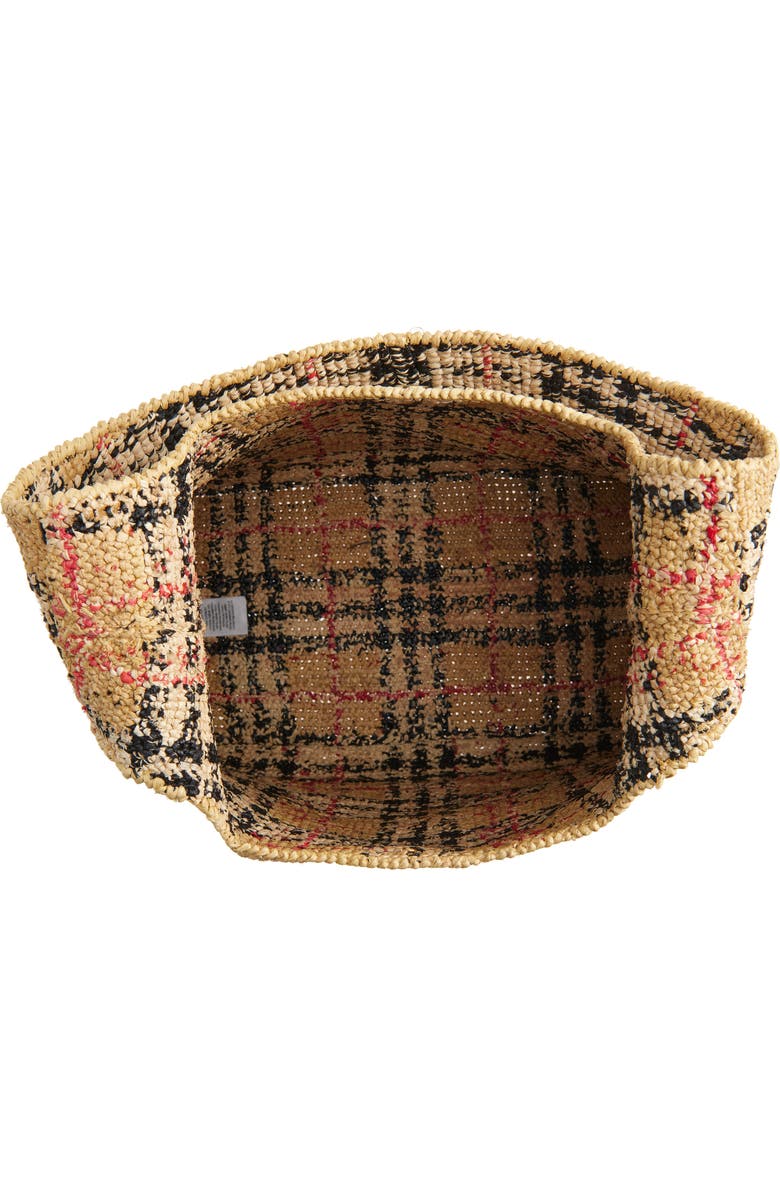 Burberry Margate Check Raffia Hobo Bag, Alternate, color,