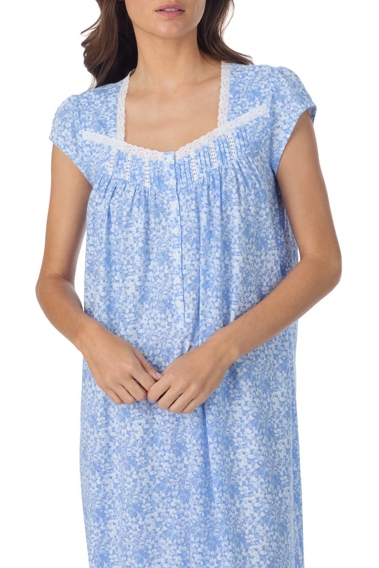 Cap Sleeve Cotton Nightgown, Alternate, color, BLUE PRINT