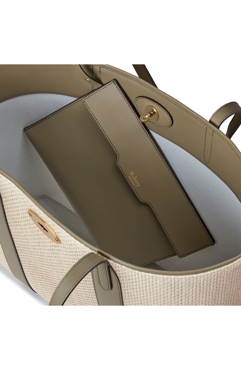 Mulberry Bayswater Raffia & Leather Tote, Alternate, color, Linen Green/ Natural