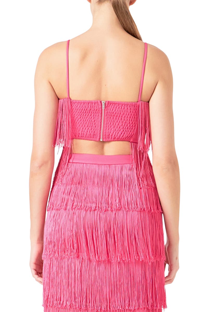 Endless Rose Tiered Fringe Crop Top, Alternate, color, Fuchsia