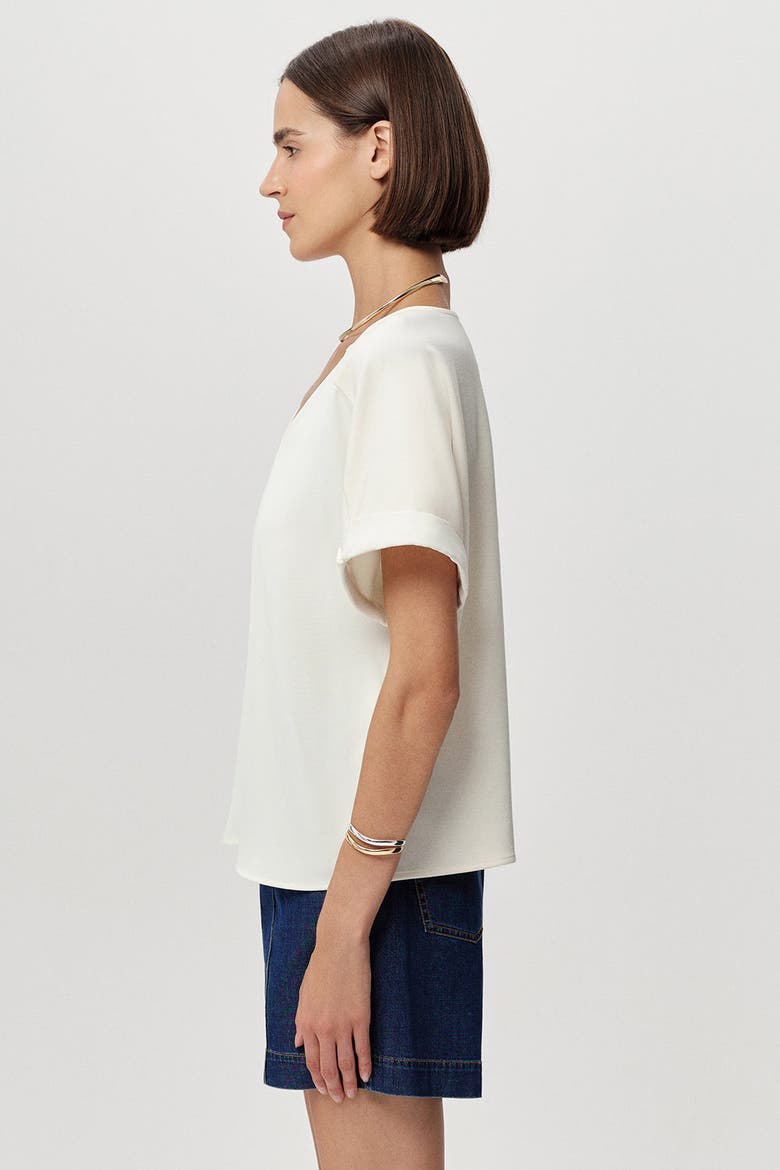 Alette V Neck Short Sleeve Blouse, Alternate, color, Ecru