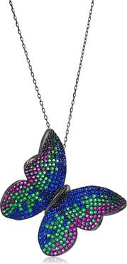 SUZY LEVIAN Pavé Cubic Zirconia Butterfly Pendant Necklace