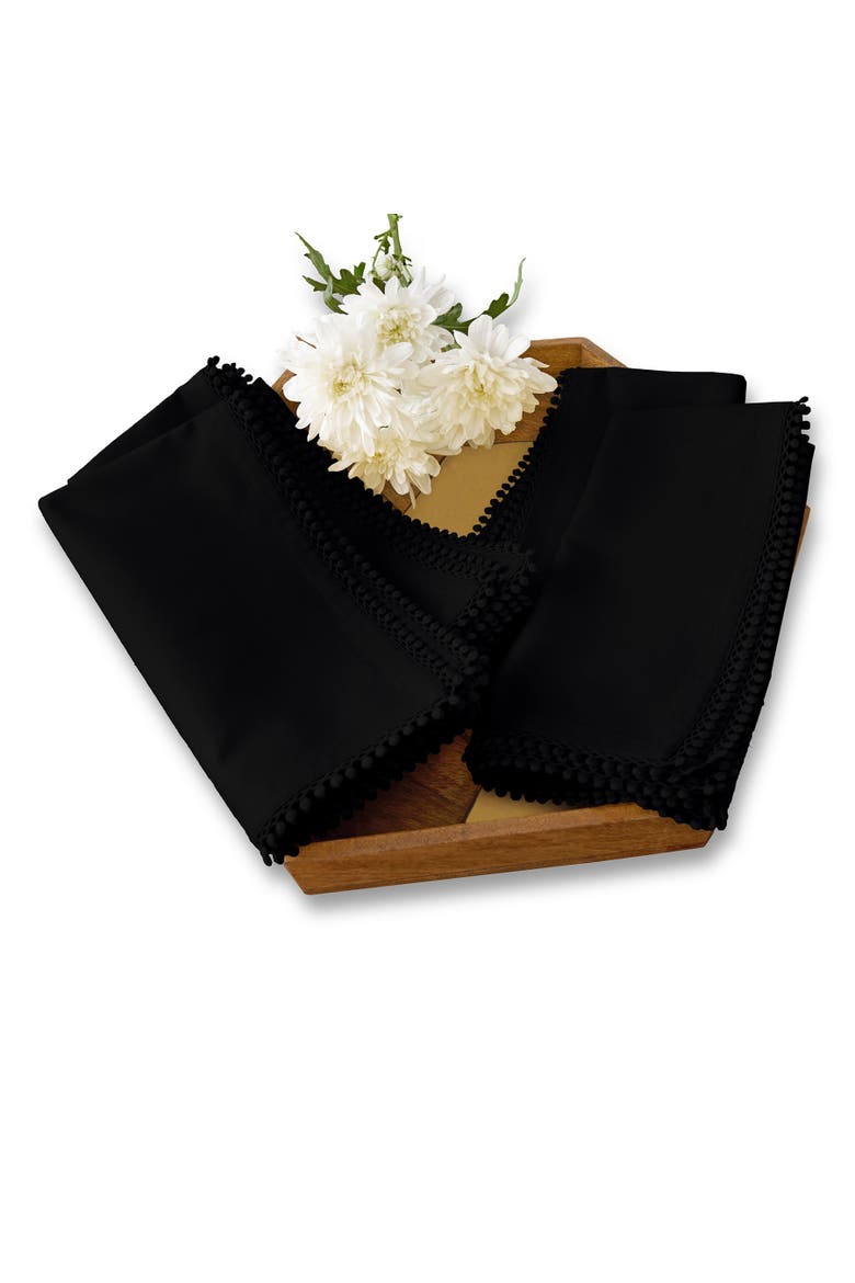 Linen Dinner Napkins Set of 4, 20 x 20" - Maddie, Main, color, Black