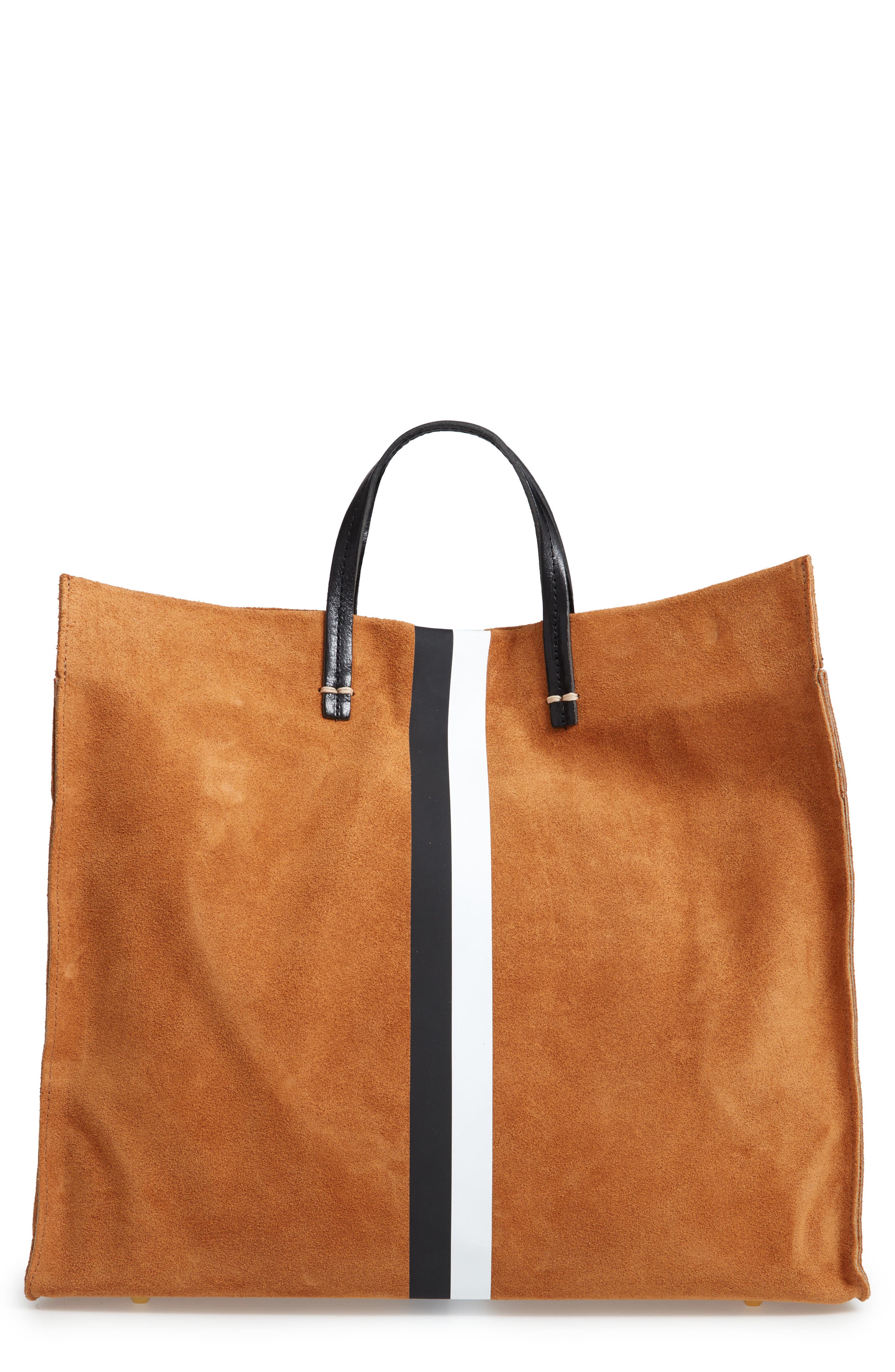 Clare V. Simple Stripe Suede Tote, Main, color, 