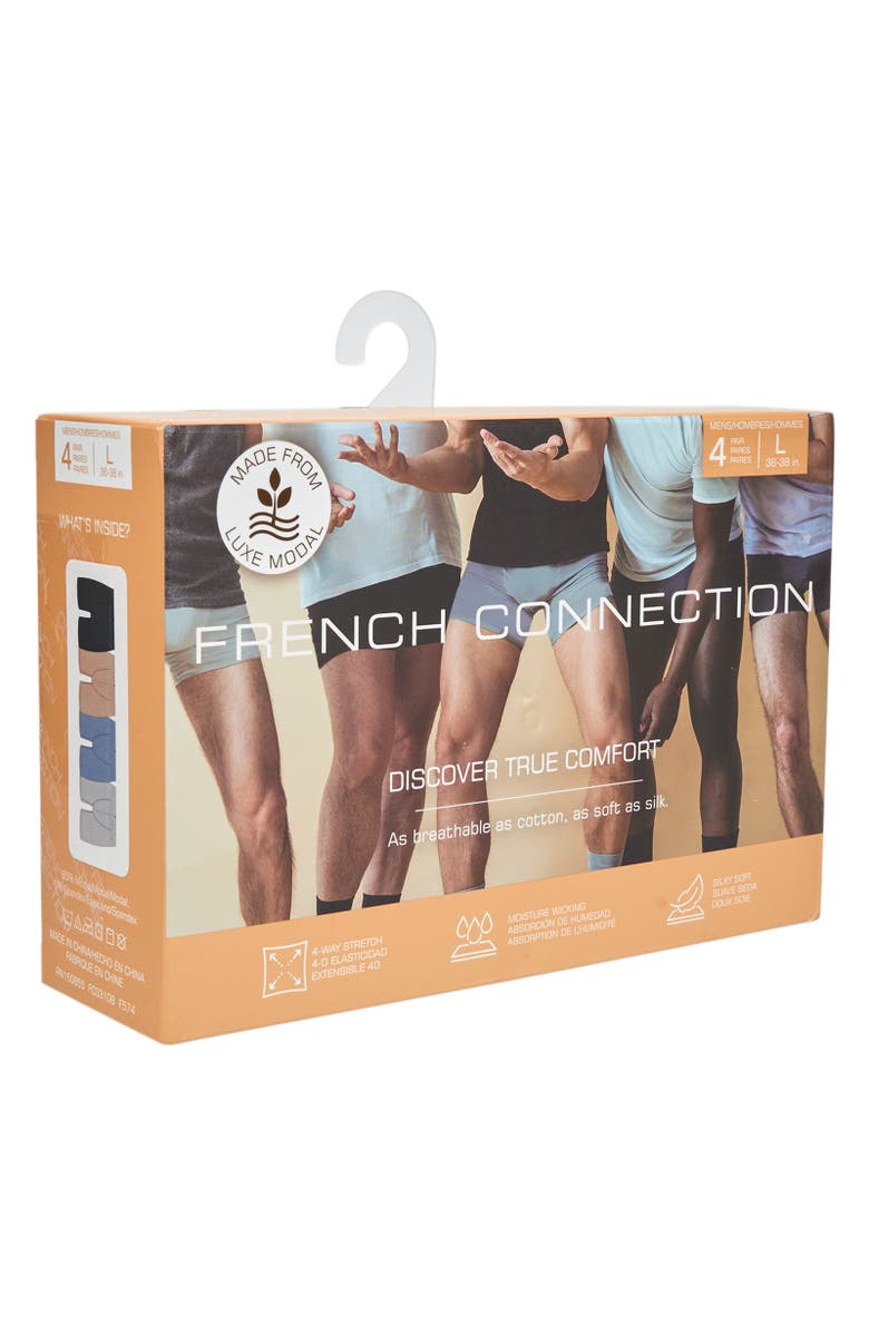 French Connection 4-Pack Modal Boxer Brief, Alternate, color, Blue Multi
