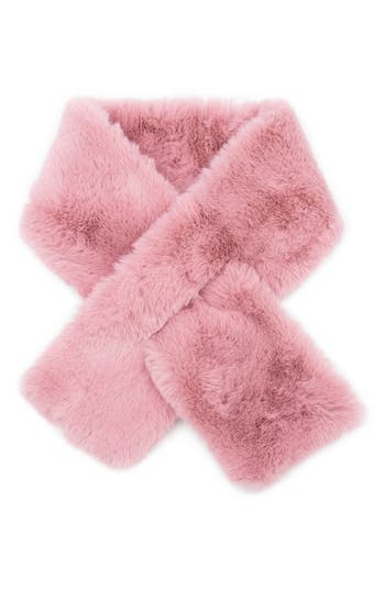 Surell Faux Fur Pull-through Scarf In Dusty Rose