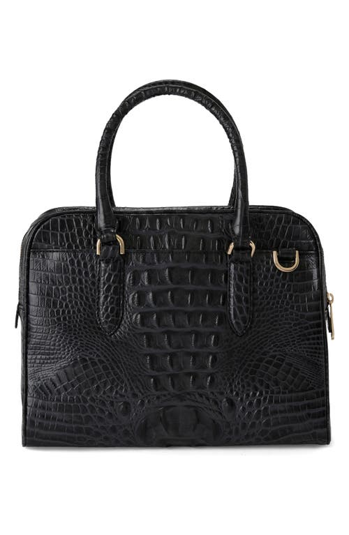 Brahmin Marissa Croc Embossed Leather Satchel In Black