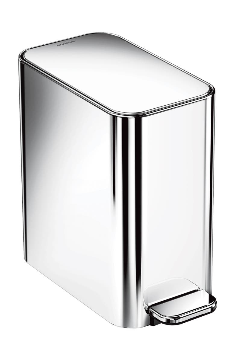 simplehuman 5L slim step can, Main, color, Polished
