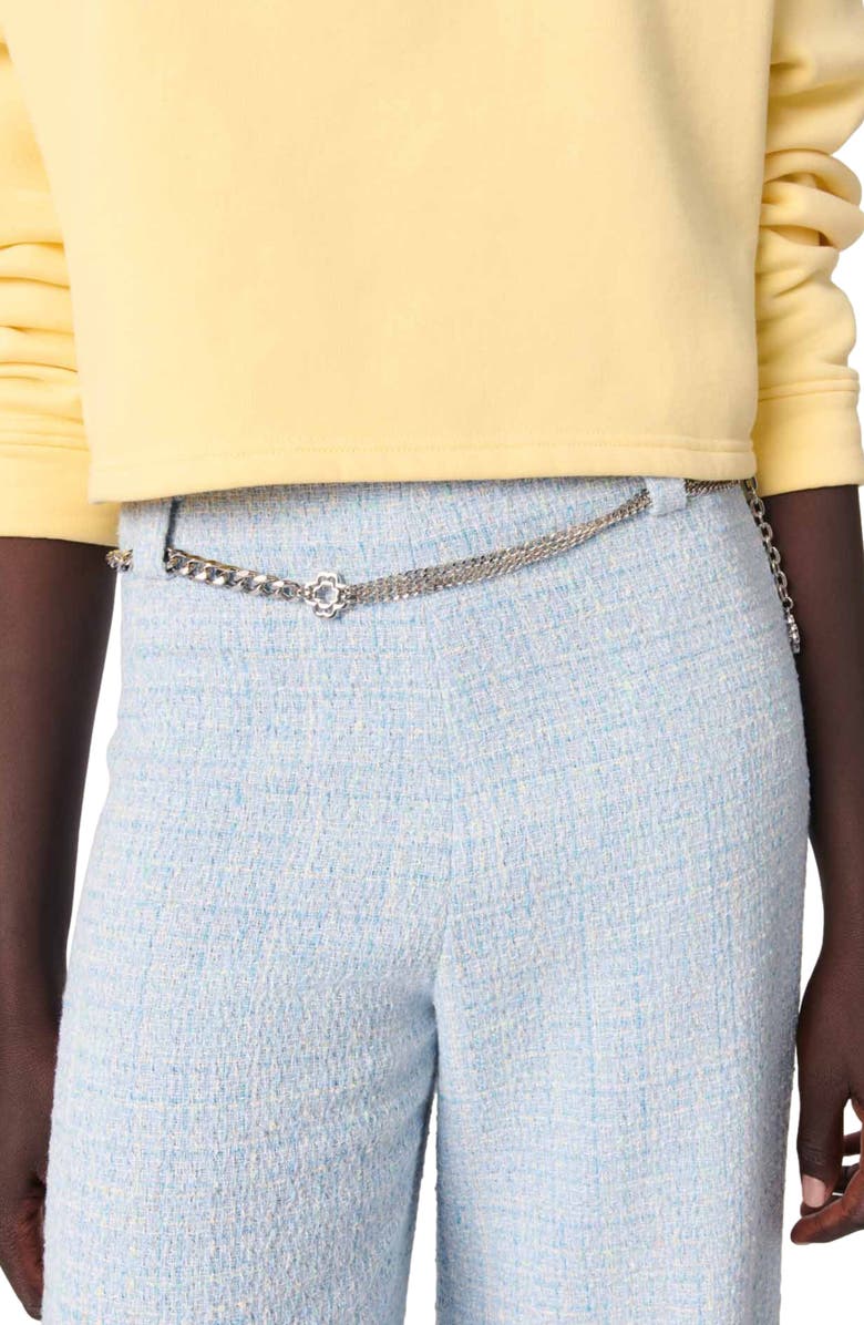 maje Tweed trousers with belt, Alternate, color, 