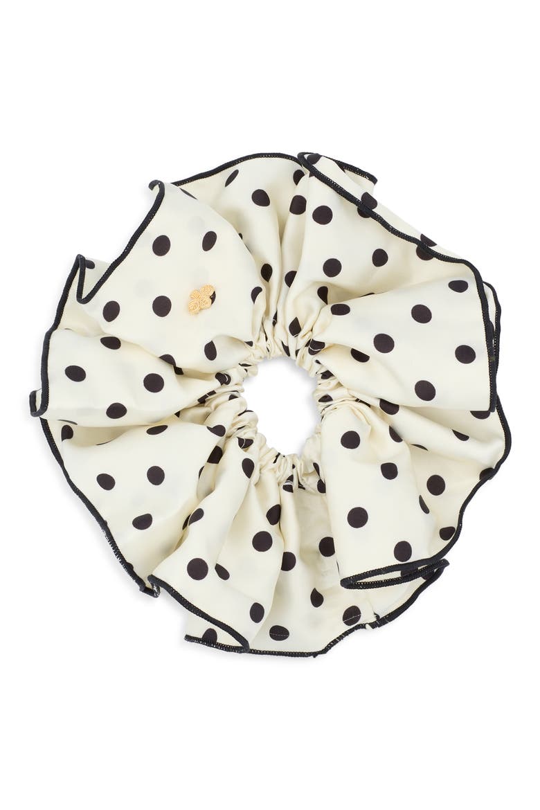 Dottie Polka Dot Scrunchie, Main, color, CREAM/ BLACK