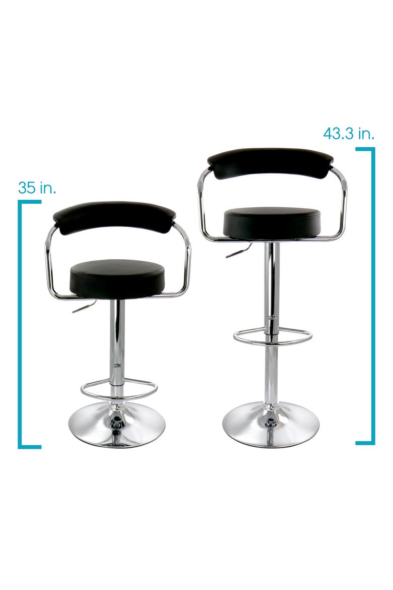 2 Piece Faux Leather Retro Adjustable Bar Stool, Alternate, color, Black