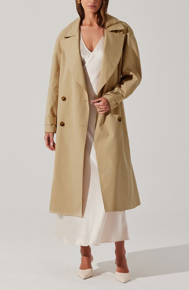 ASTR the Label Meryll Trench Coat, Alternate, color, Khaki