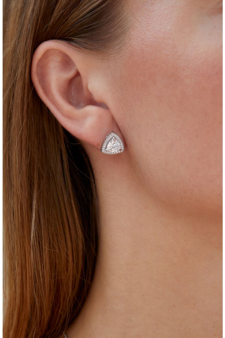 Sterling Silver Trillion Cut Stud Earrings, Alternate, color, WHITE