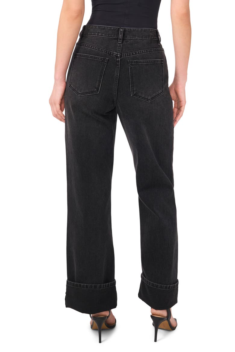 High Waist Cuffed Hem Wide Leg Jeans, Alternate, color, RICH BLACK