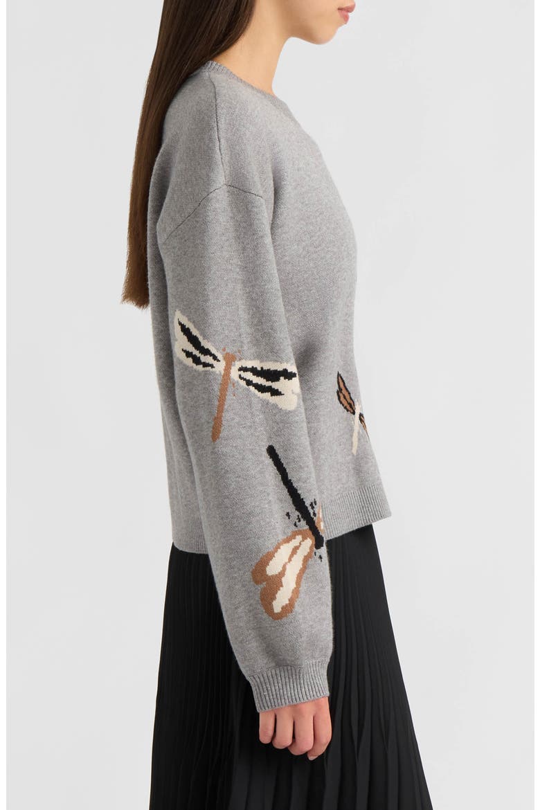 Dragonfly Crewneck Sweater, Alternate, color, LIGHT GREY MIX