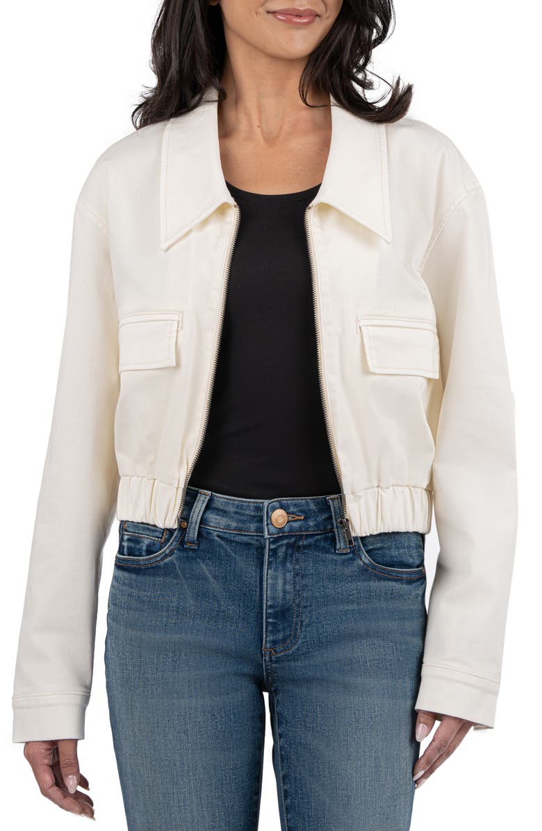 KUT from the Kloth Meadow Zip Crop Denim Jacket, Main, color, 