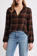 Cloth & Stone Plaid Popover Top